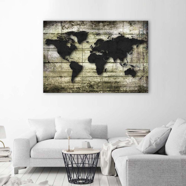 Feeby Obraz na płótnie Mapa świata na drewnie 60x40