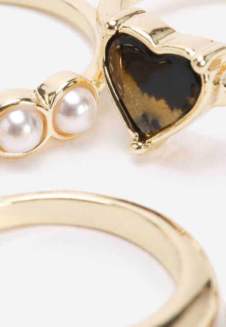 Womens 6pk Gold Animal Heart Rings