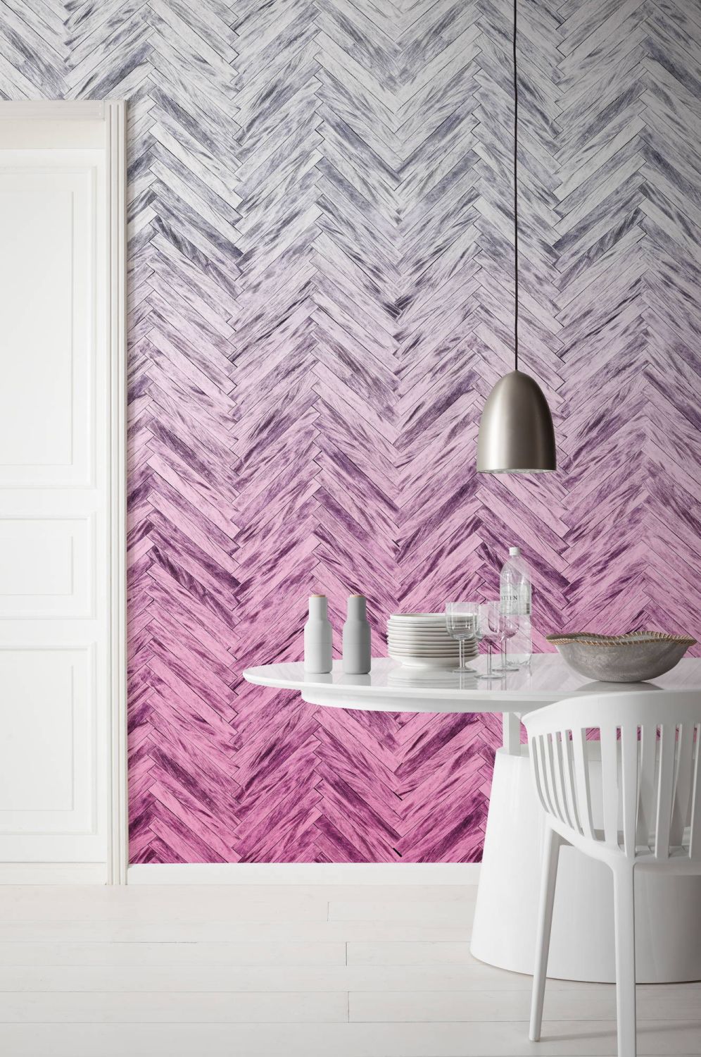 Sanders & Sanders fotobehang visgraat-motief roze - 400 x 250 cm - 611828