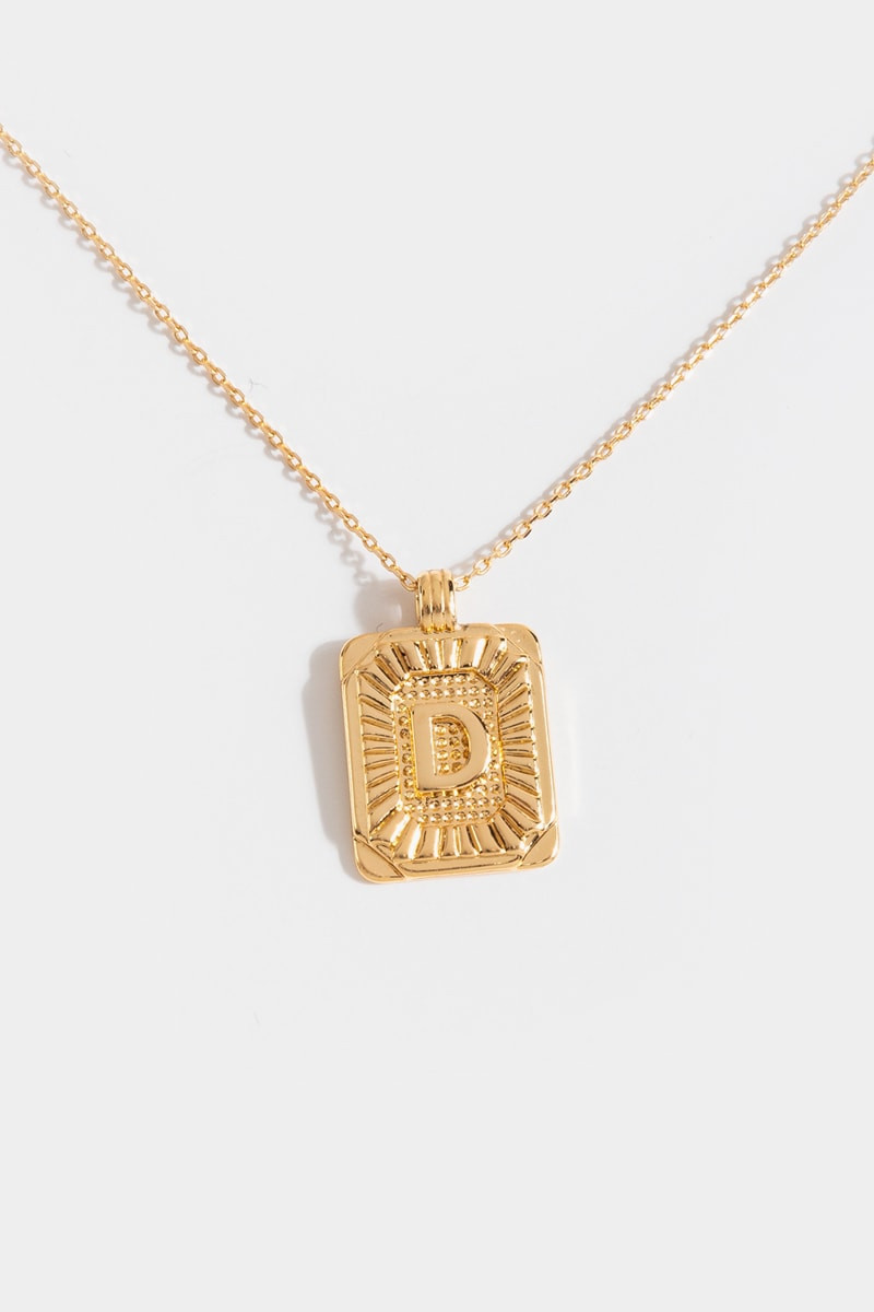 Initial ID Tag Pendant Necklace
