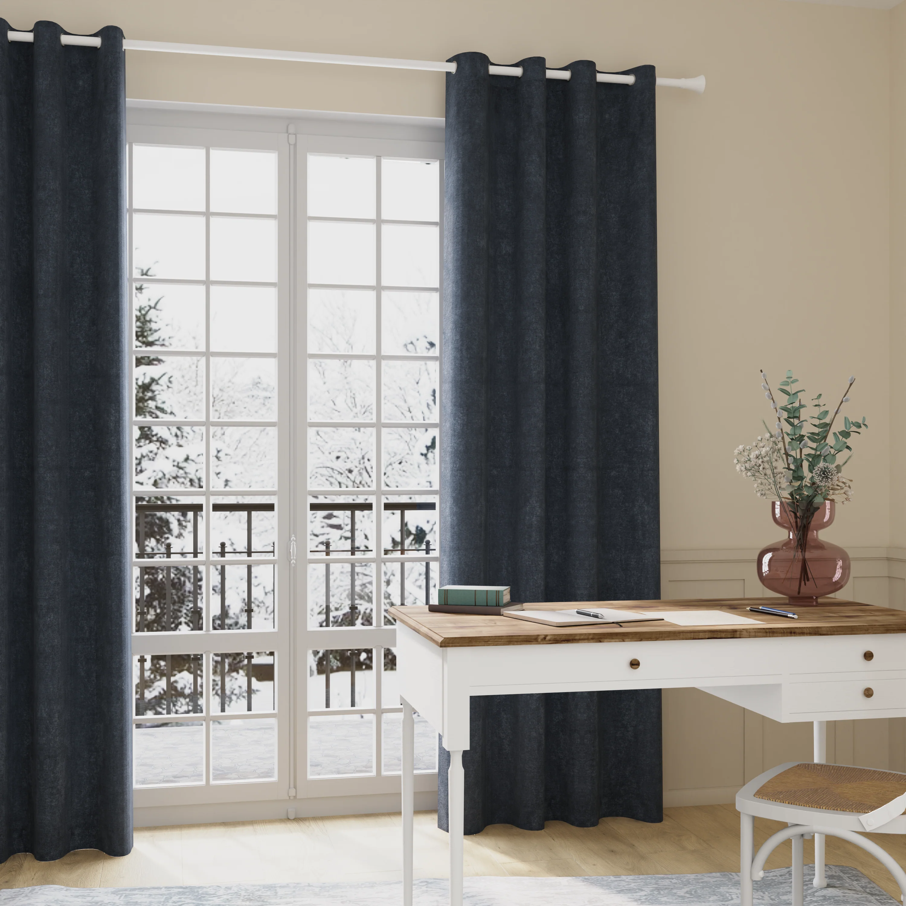 4MURS Rideau thermique KINLEY coloris bleu nuit 140 x 260 cm