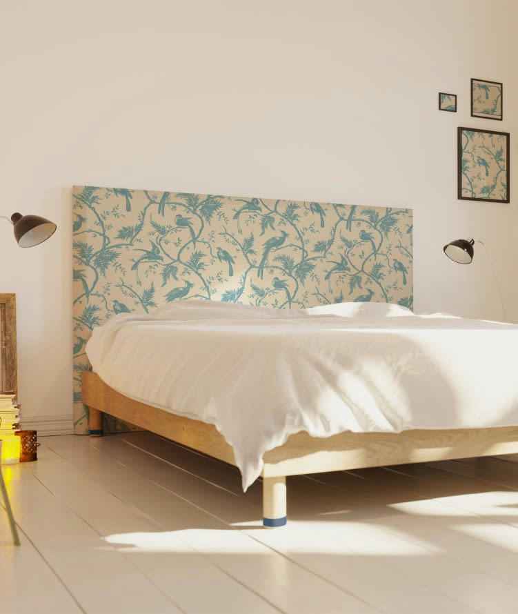 EXOTIC BIRDS - Tête de lit avec housse Bleu 180 cm