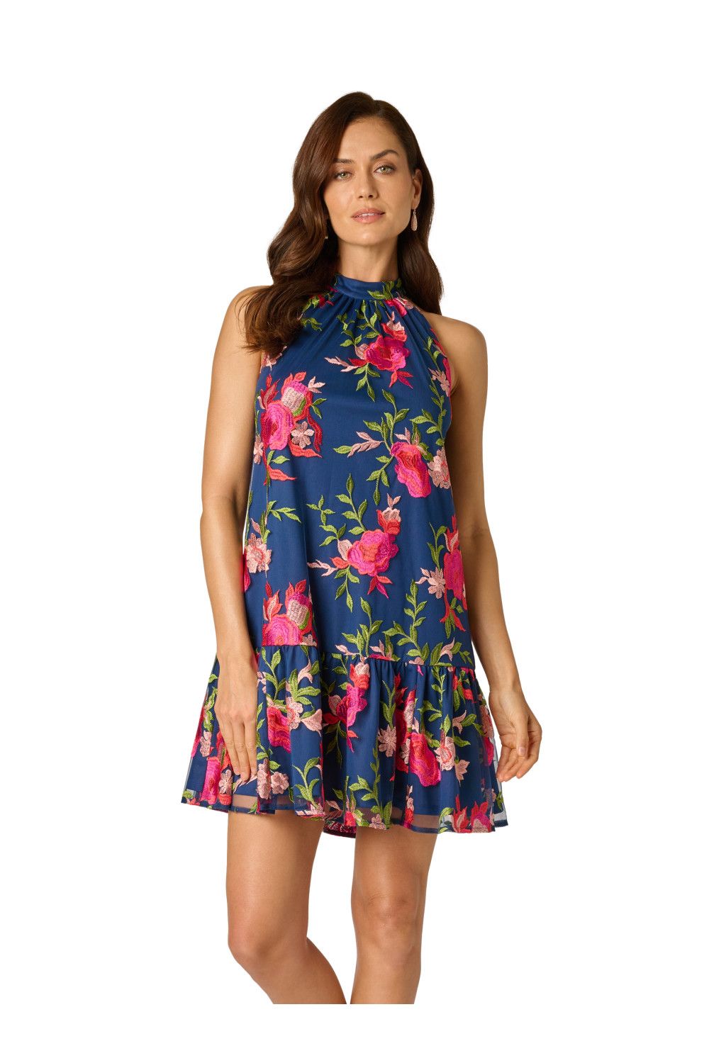 Adrianna Papell Embroidred Short Dress