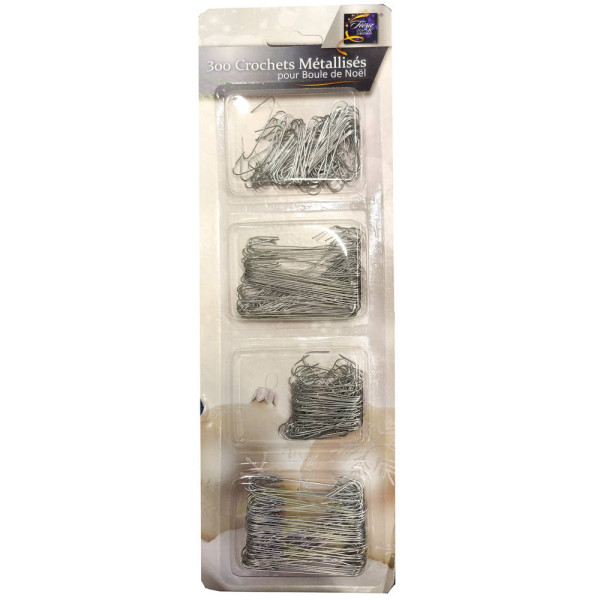 Haczyki do ozdób choinkowych, metal, 300 szt.