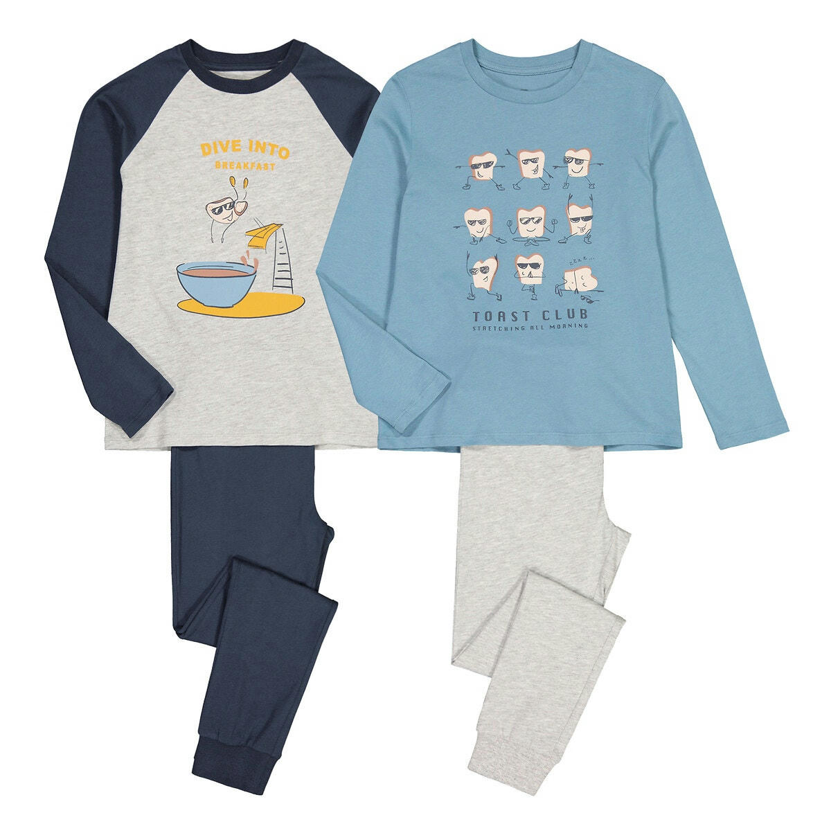Lot de 2 pyjamas en coton imprimé petit déjeuner