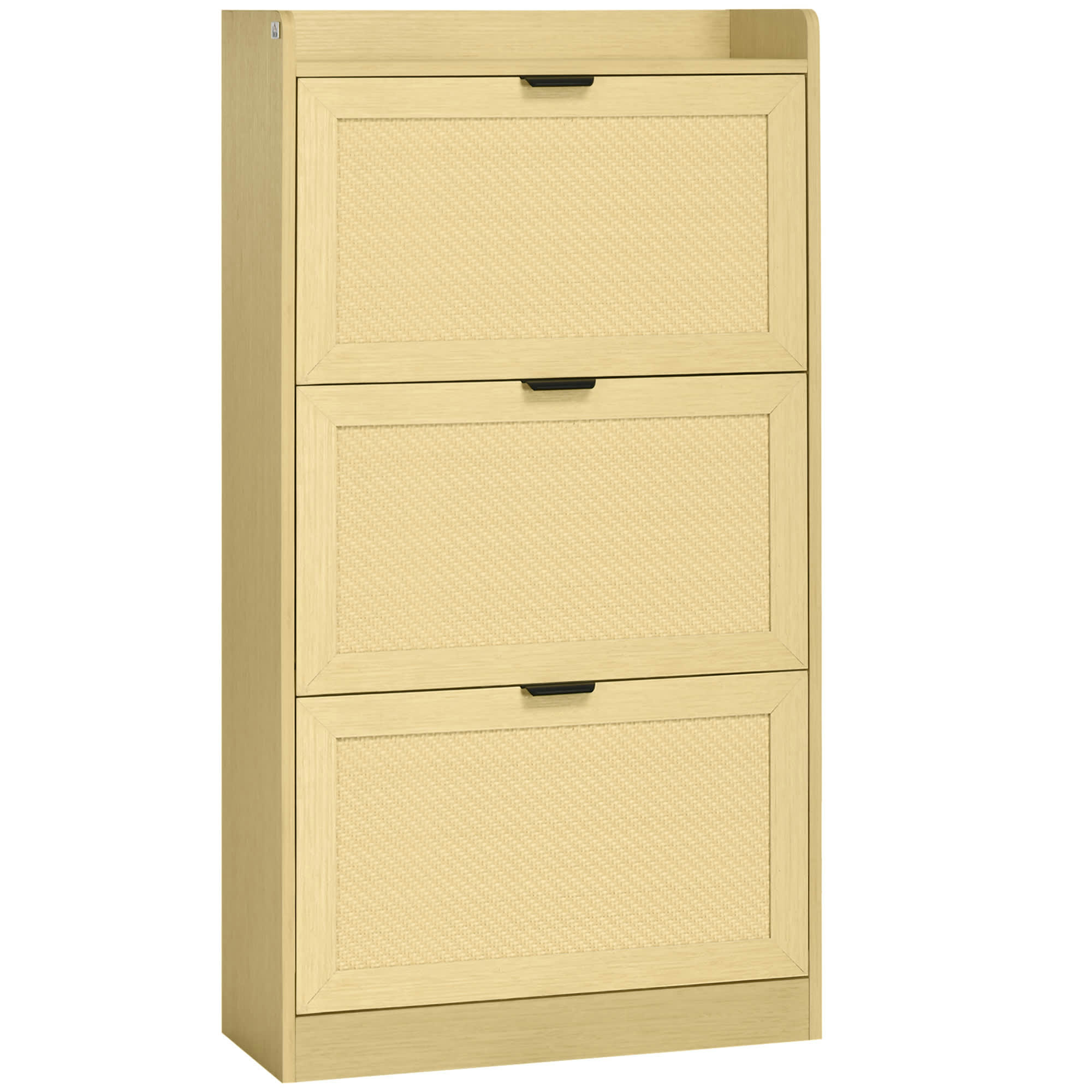 - Meuble à chaussures style bohème - coloris bois clair PVC aspect rotin