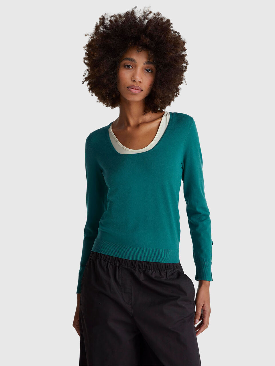 Square neck sweater