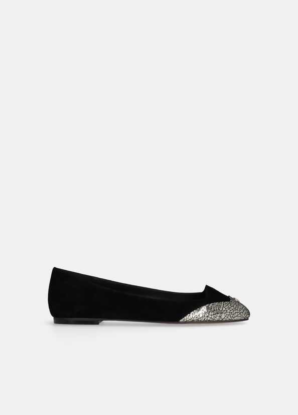 Ballerine in suede con dettaglio crackle