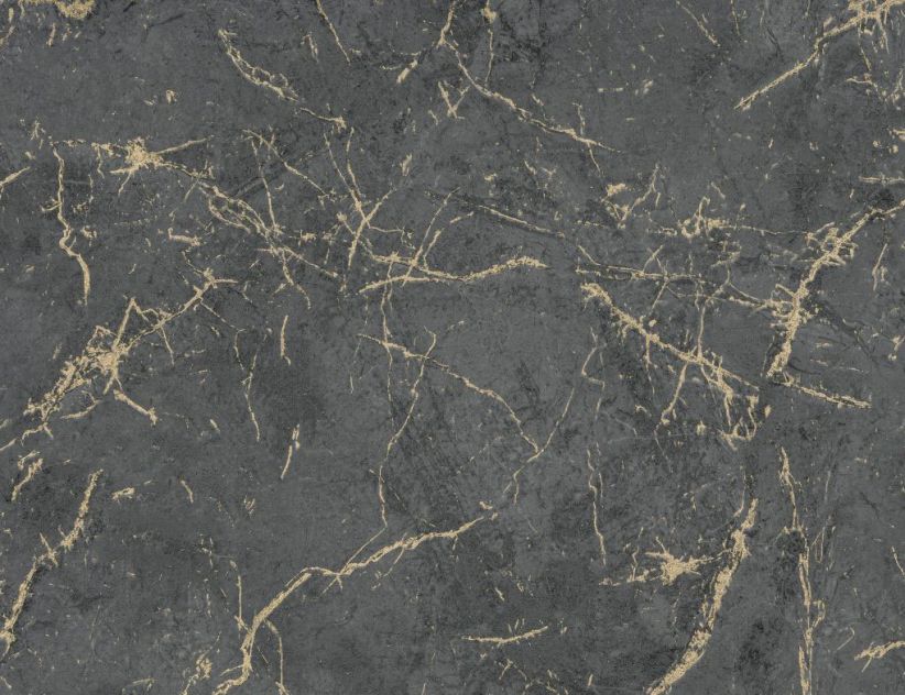 Vliestapete Marmoroptik Anthrazit, Gold