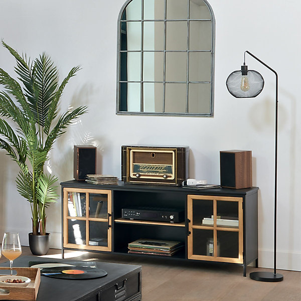 Lampadaire arc Emie noir - métal H158 cm - Atmosphera