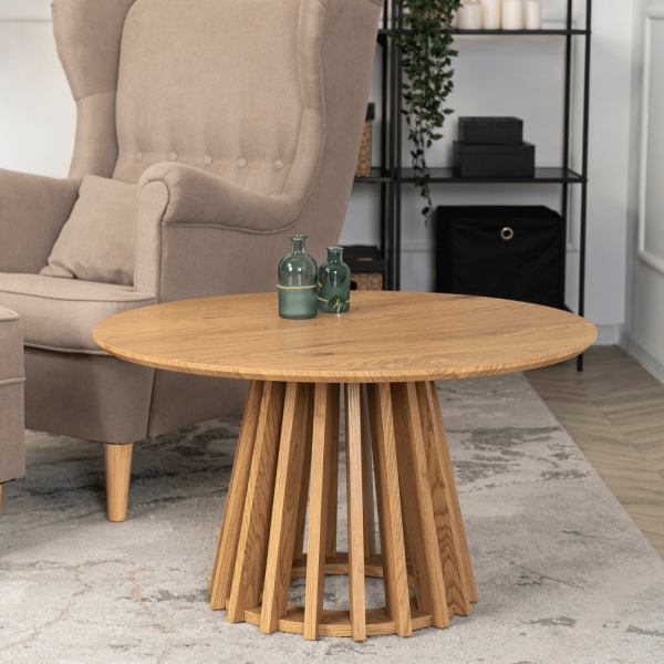 Stolik Kawowy Okrągły Dąb Duży Loft Nowoczesny Duża Okrągła Ława HARPER MAX