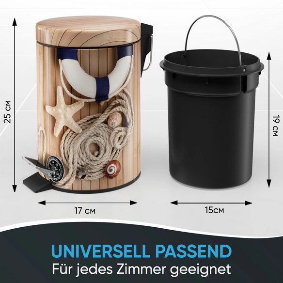 Kosmetikeimer »Maritime«, 3,0L, Beige, Rund