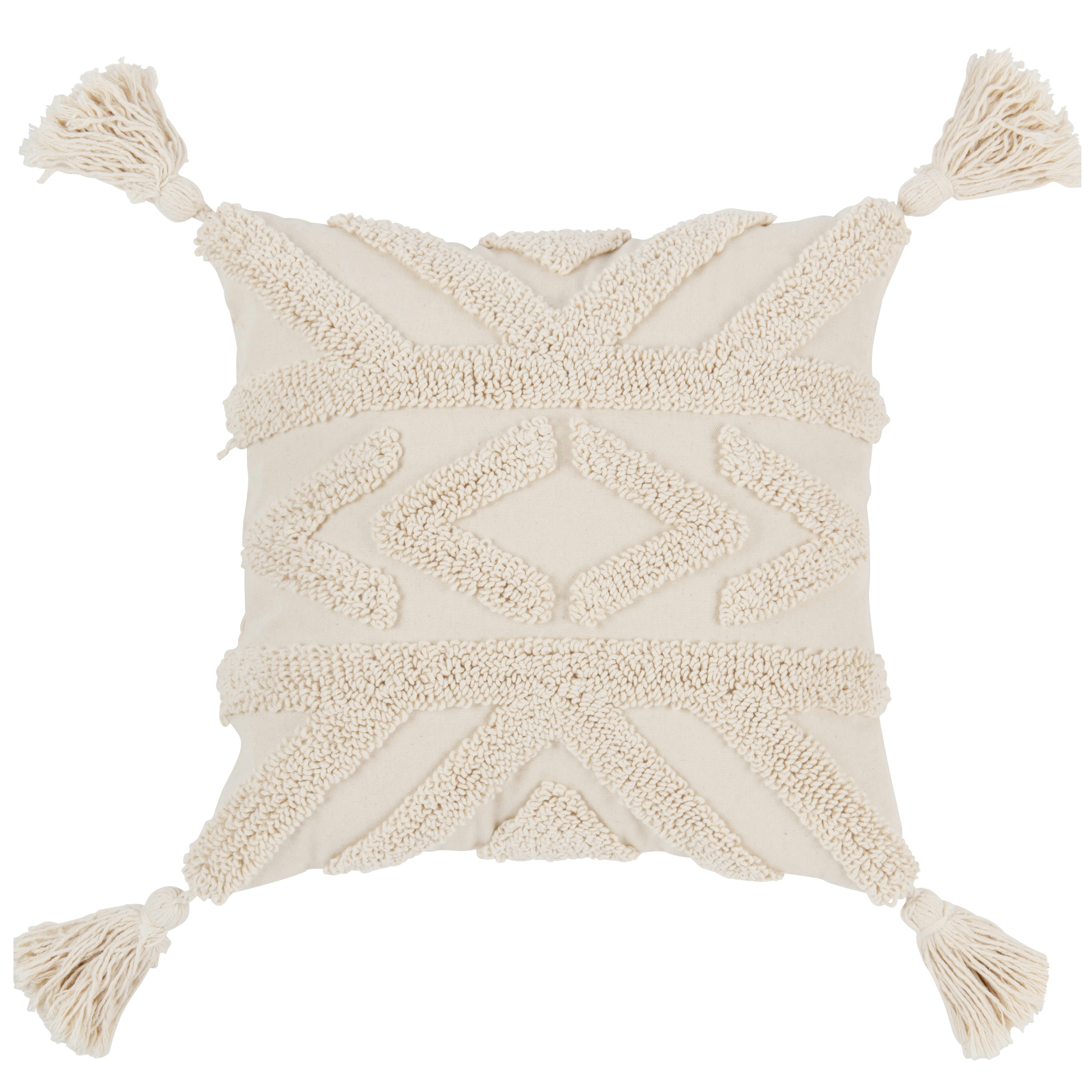 SAPANCA - Housse de coussin à motifs tuftés écru et beige 40x40
