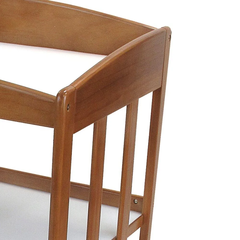 Wooden Changing Table with 2 Bottom Shelves and Slatted Sides, Brown