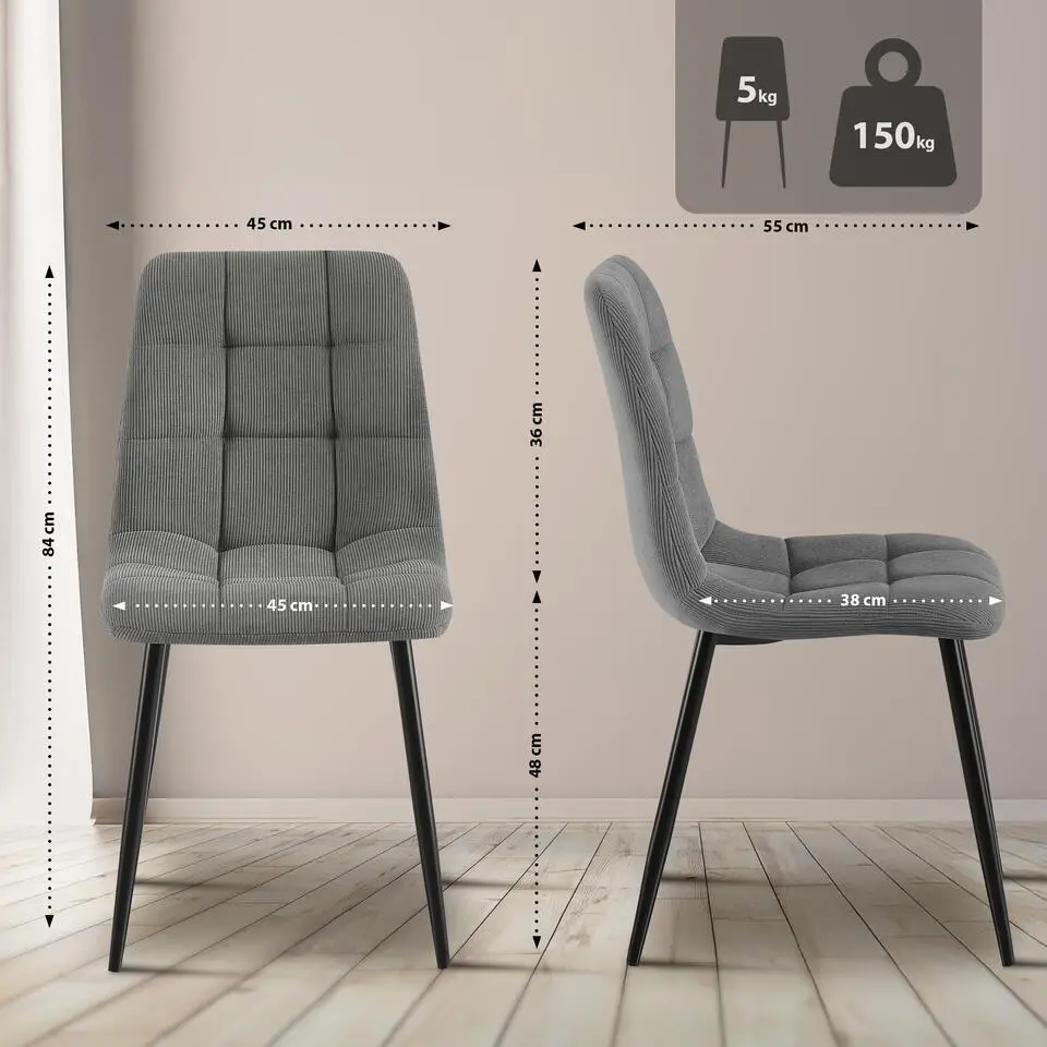 CLP Eetkamerstoel Tilde Ribstof - grijs