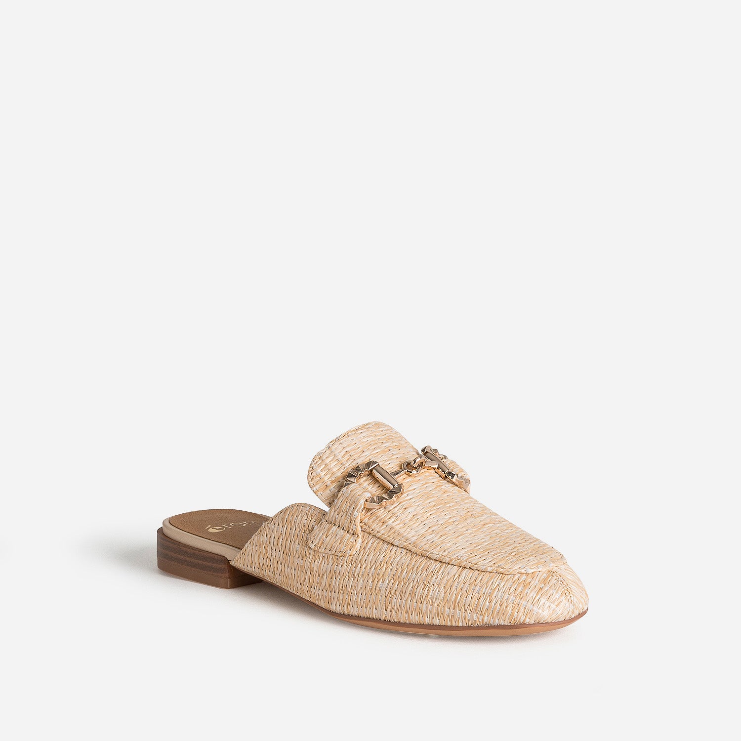 Mocassin-mule beige tressé