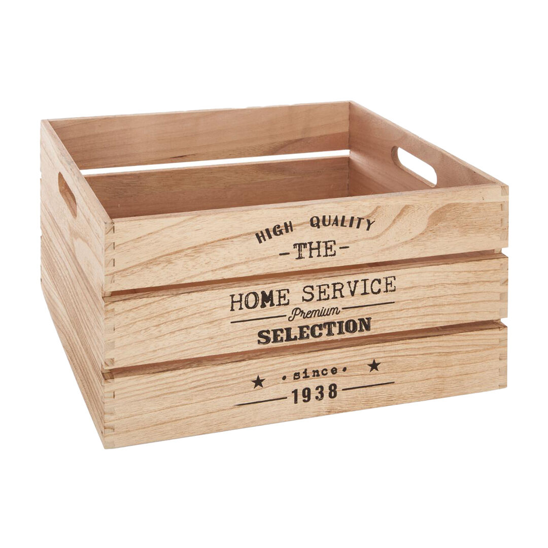 Caixa em madeira FACTORY natural 37x27x20cm