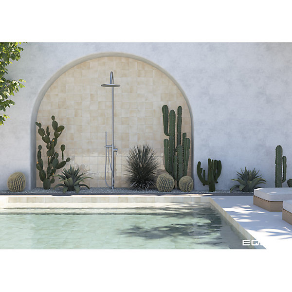 Carrelage extérieur piscine carré beige mate 15x15 cm SPA&POOLS CANVAS MAT