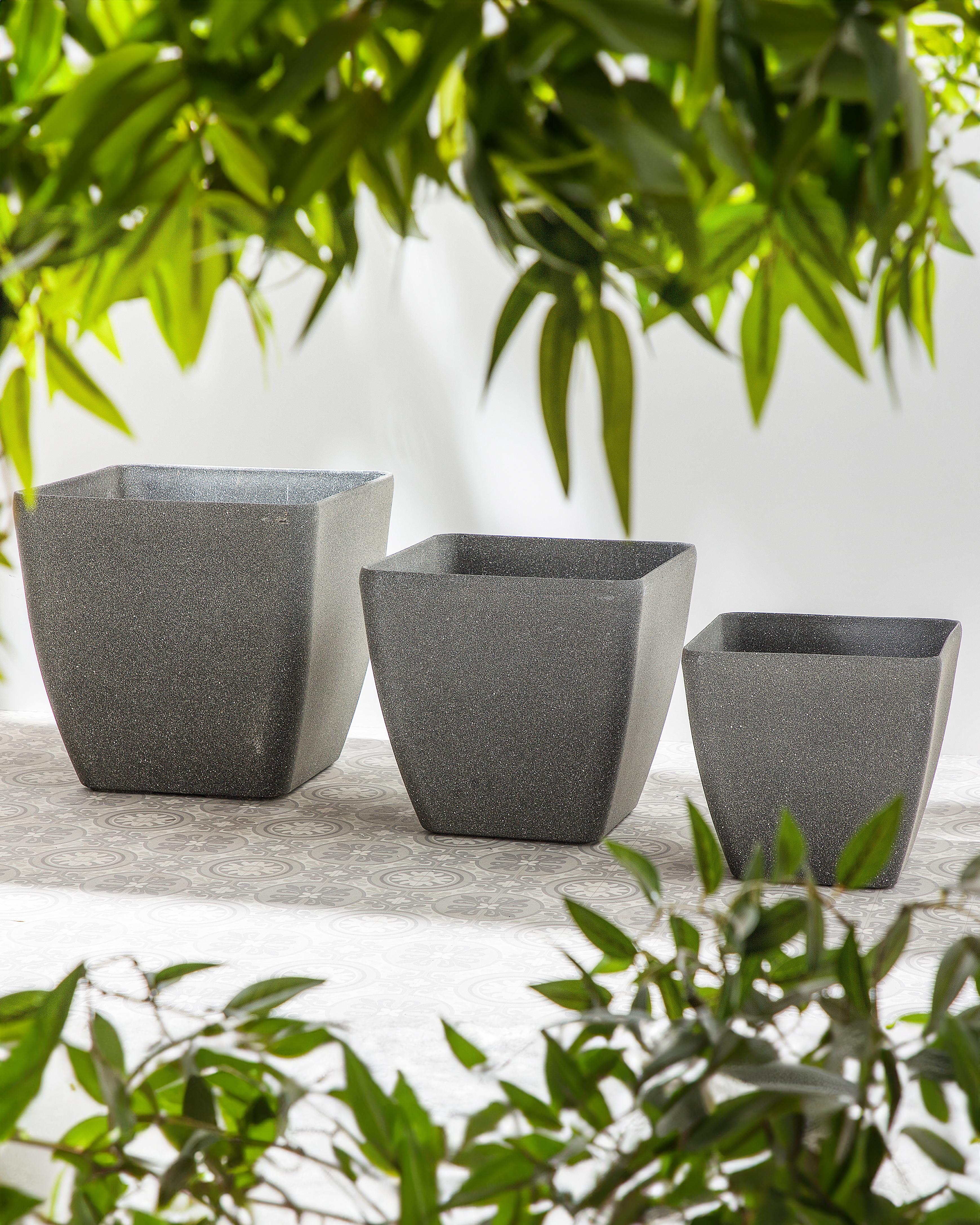Set of 2 Plant Pots ZELI 42 cm Dark Grey