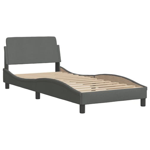 NNEVL Bed Frame with Headboard Dark Grey 90x190 cm Fabric