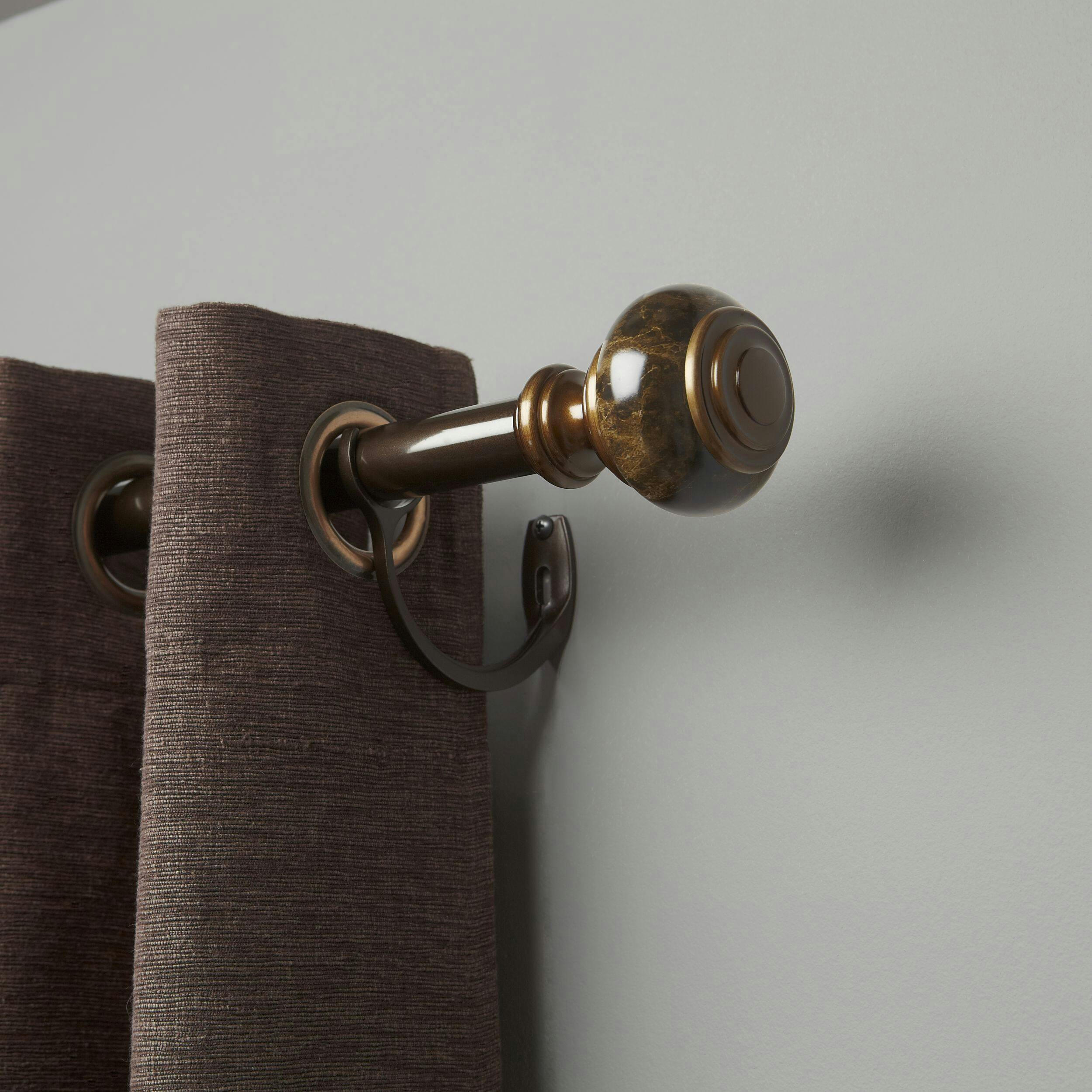 CANVAS Loft Marbell Curtain Rod with Marbled Finial, Darjeeling, Assorted Sizes, 1-in diameter