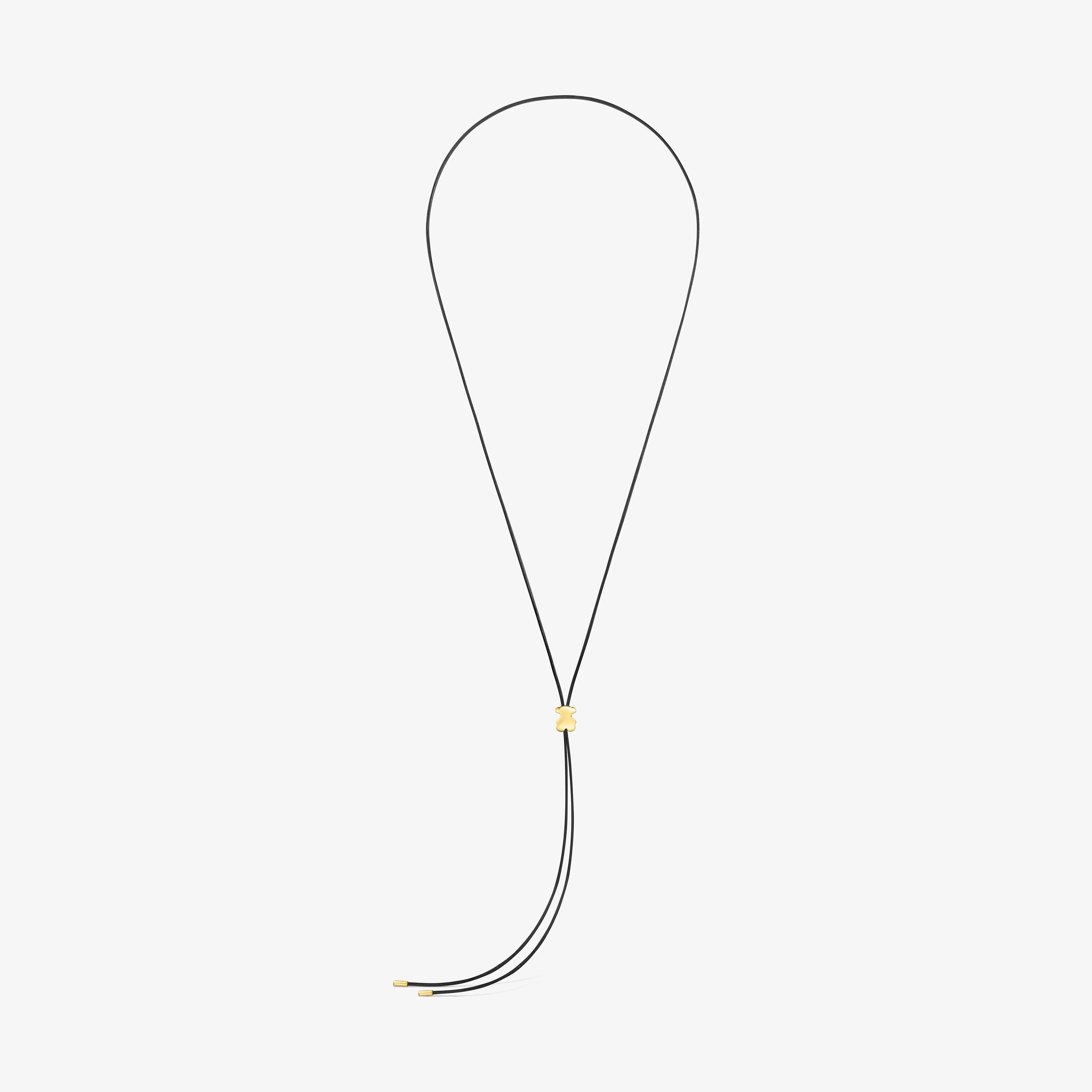Collar largo con oso de oro 14 kt y caucho Bold Motif