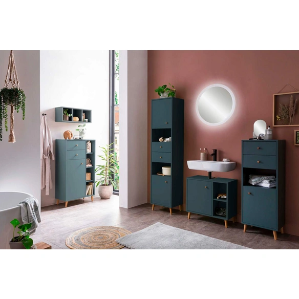 Highboard »Bjarne«, BxHxL: 33 x 113,4 x 40,3 cm, blau, Holzwerkstoff melaminbeschichtet