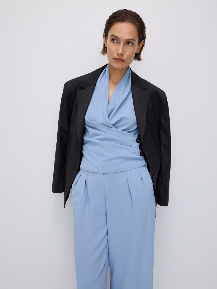 Pleated Wide Leg Trousers