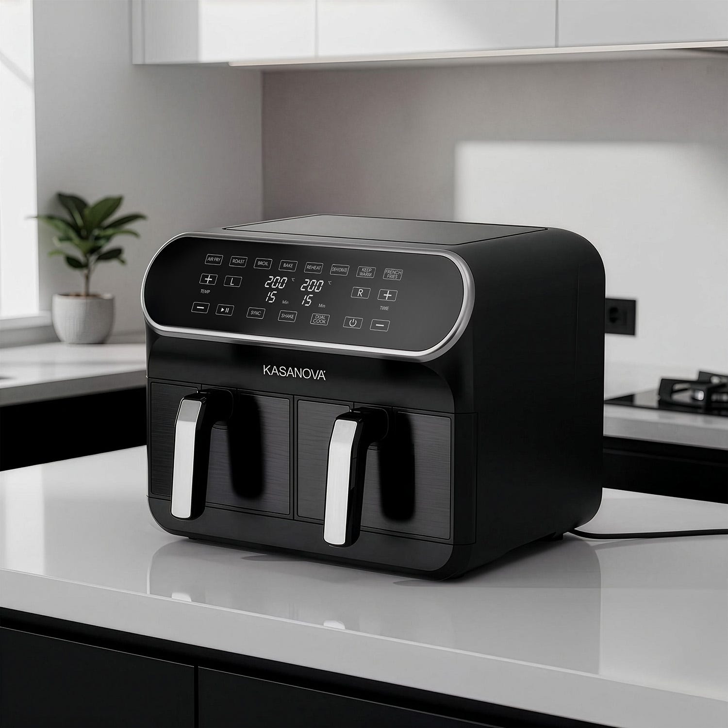 Friggitrice ad aria doppio cestello 1700 W nera