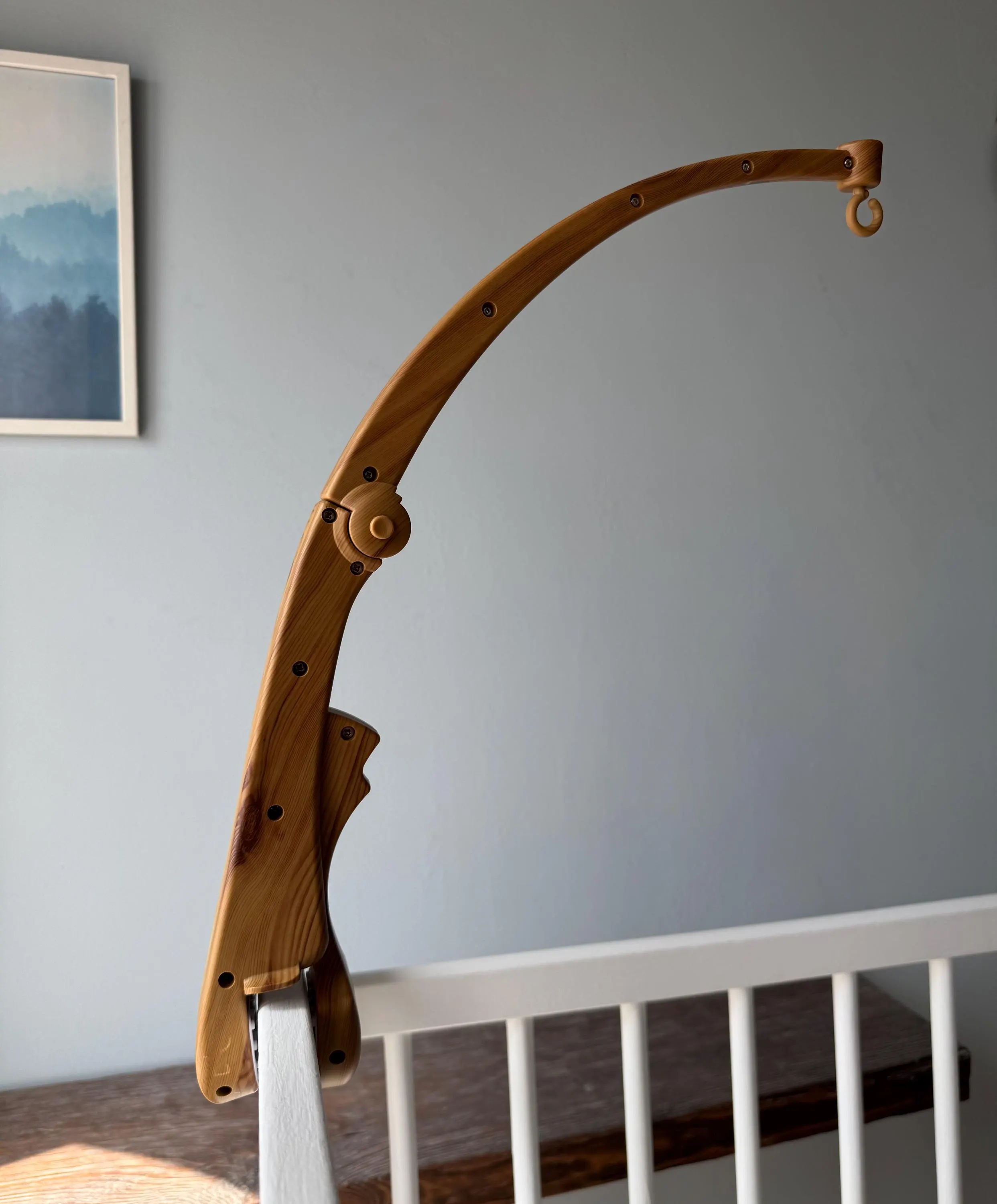 Minimalist Wood-Look Crib Mobile Holder Arm – Natural Bracket