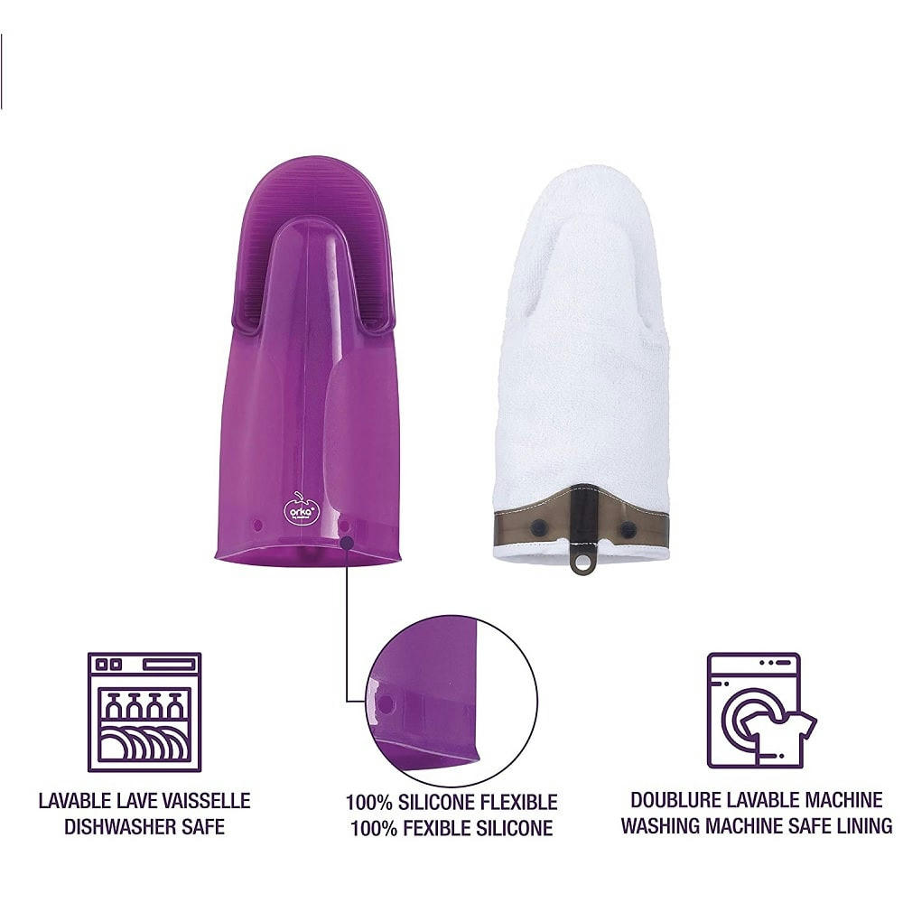 - Gant de cuisine en silicone et coton rouge