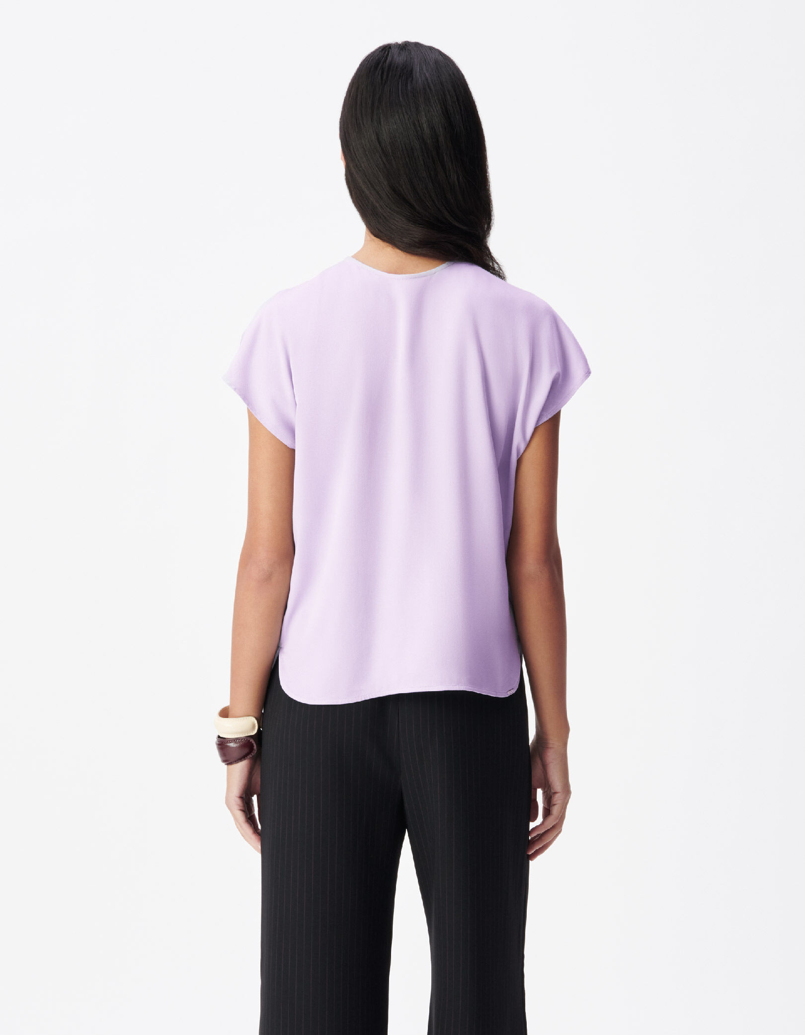 Top manches courtes lilas reversible devant / dos Femme