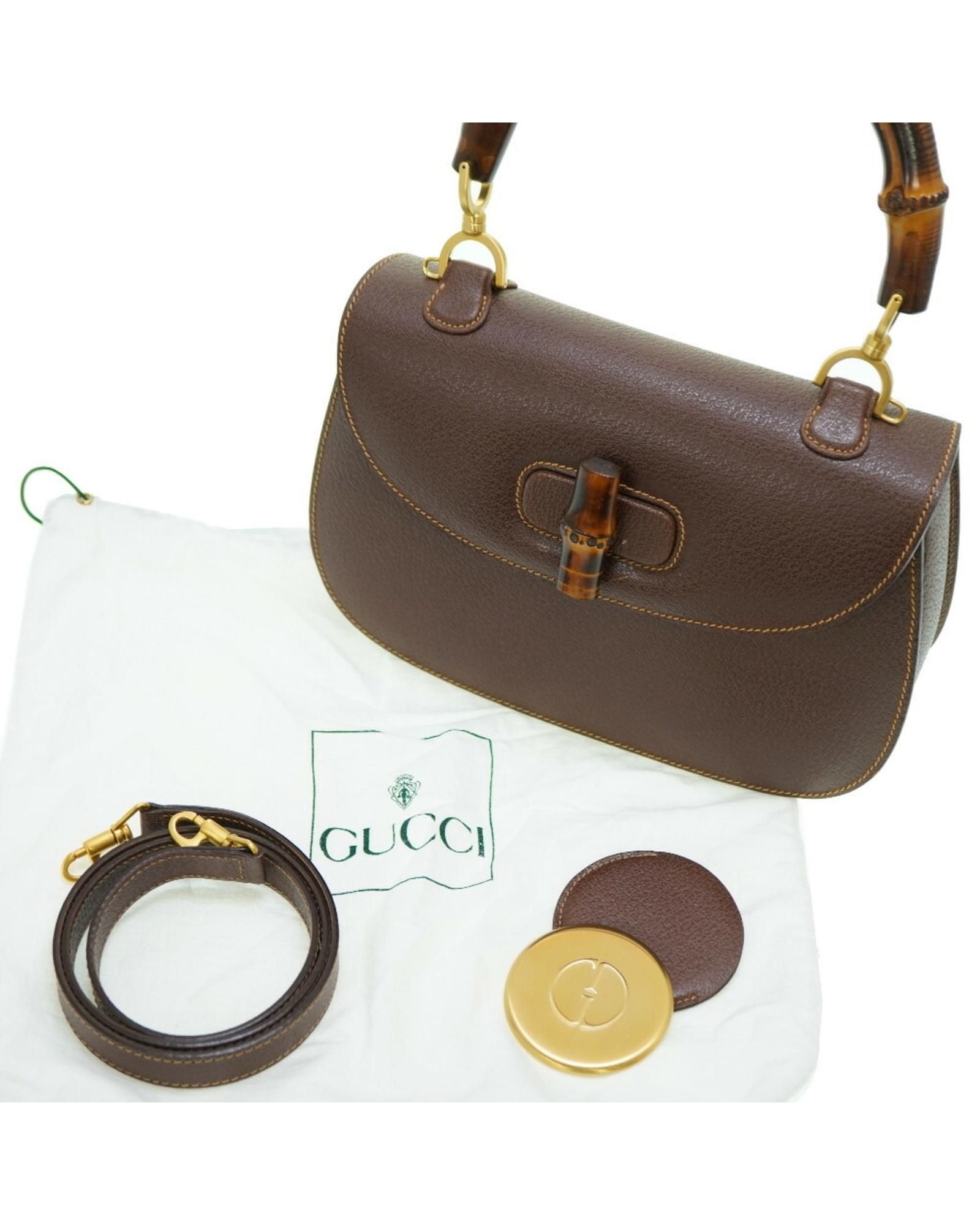 Gucci Preloved Bamboo Handle Top Bag Wo - Brown Handbags