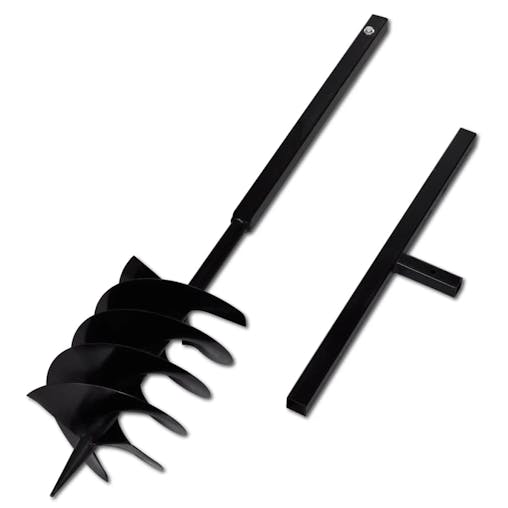 NNEVL Ground Drill with Handle Auger Bit 200 mm Three Spirals Steel Black