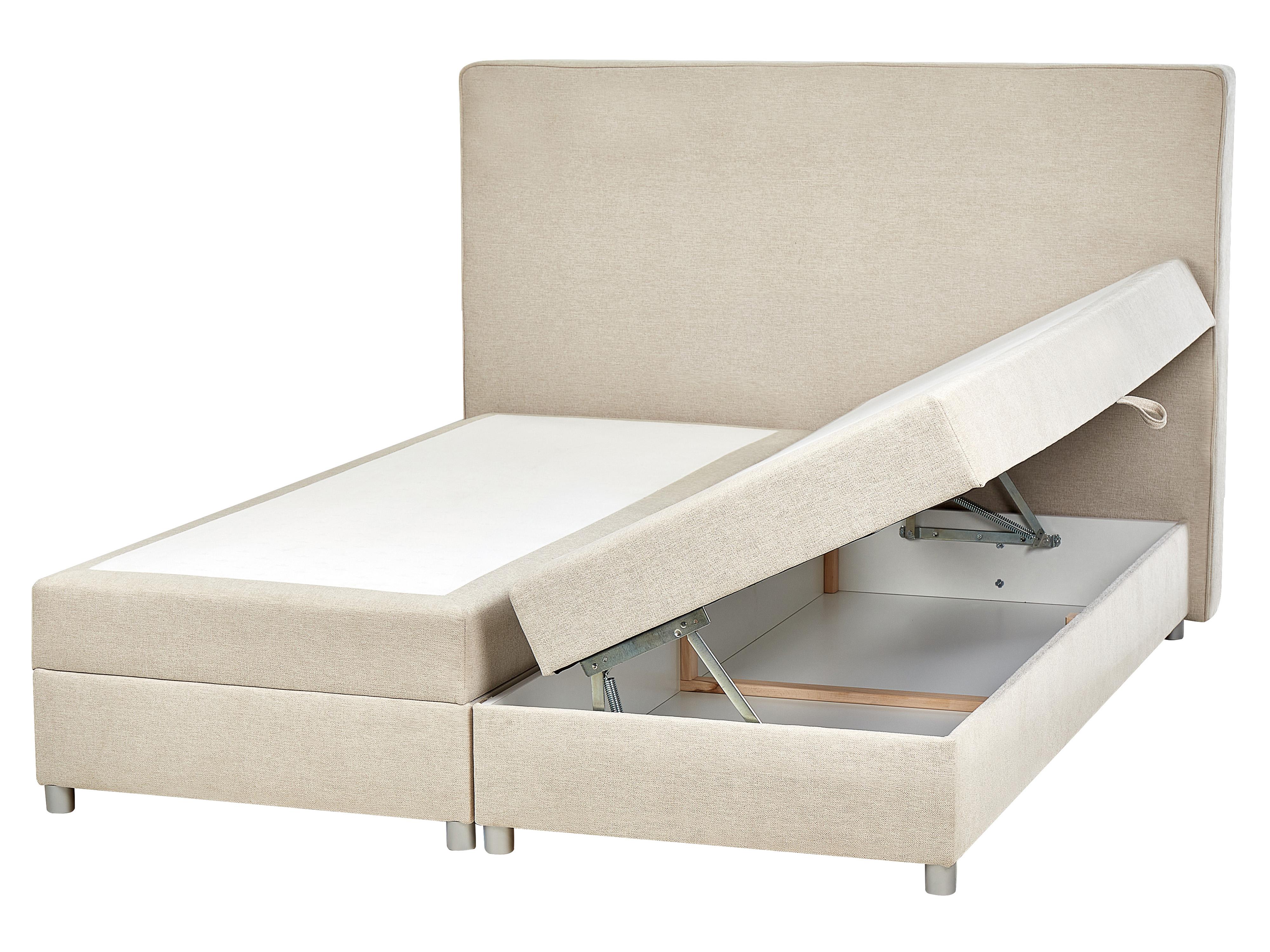 Divan Bed with Storage Fabric MINISTER 160 x 200 cm (EU King Size) Light Beige