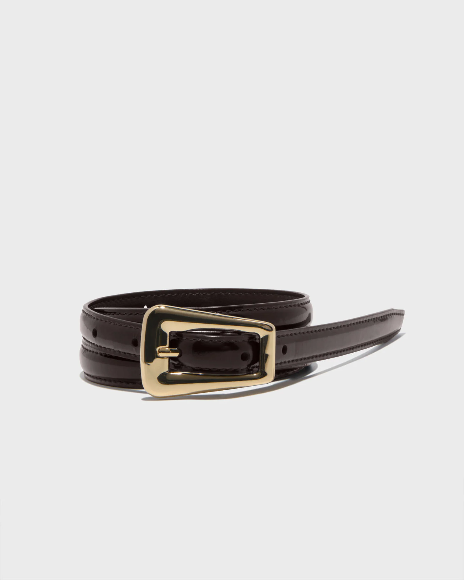 Coffee Bean Oversized Buckle Patent Leather Belt