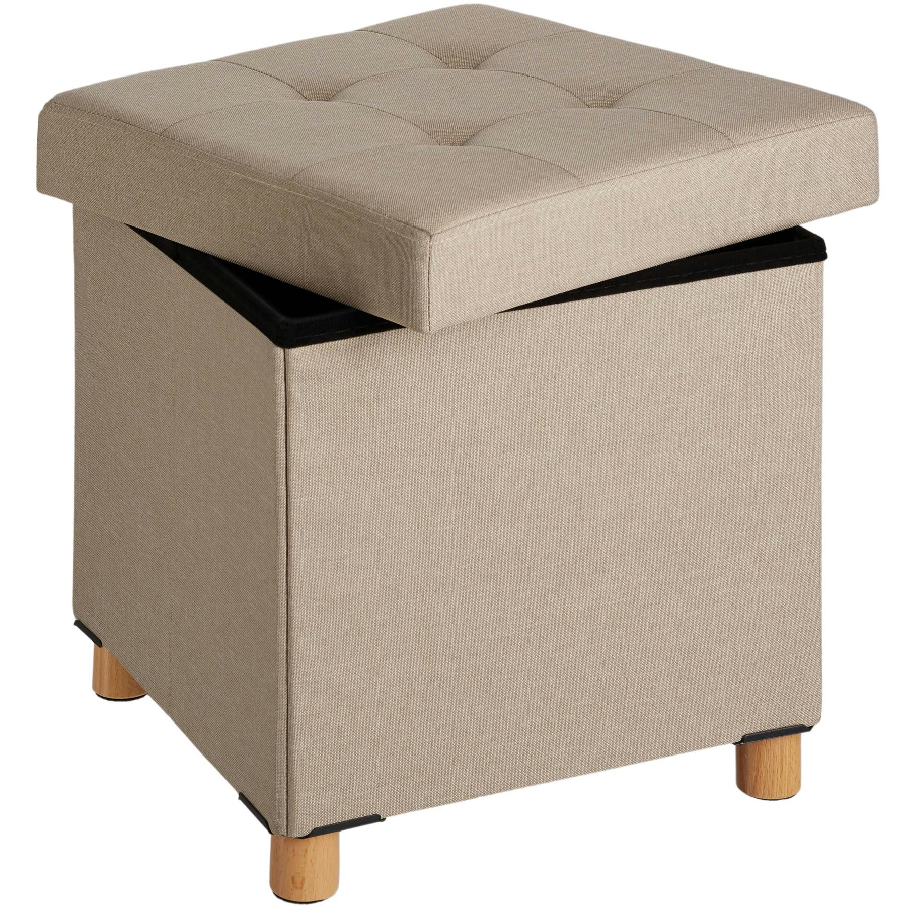 - Banc Tabouret Coffre de rangement Pliable, rembourré sable