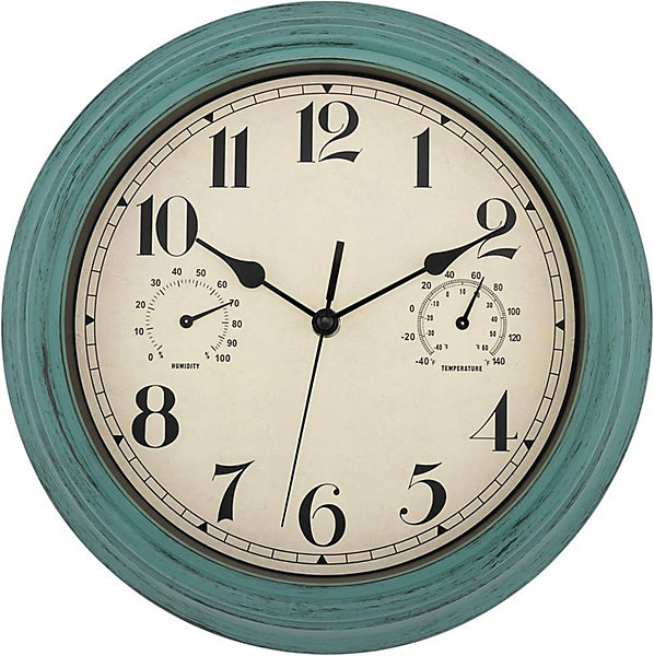 Horloge Murale Extérieure étanche avec Thermomètre &Hygromètre - Design Vintage Silencieux sans Tic-Tac