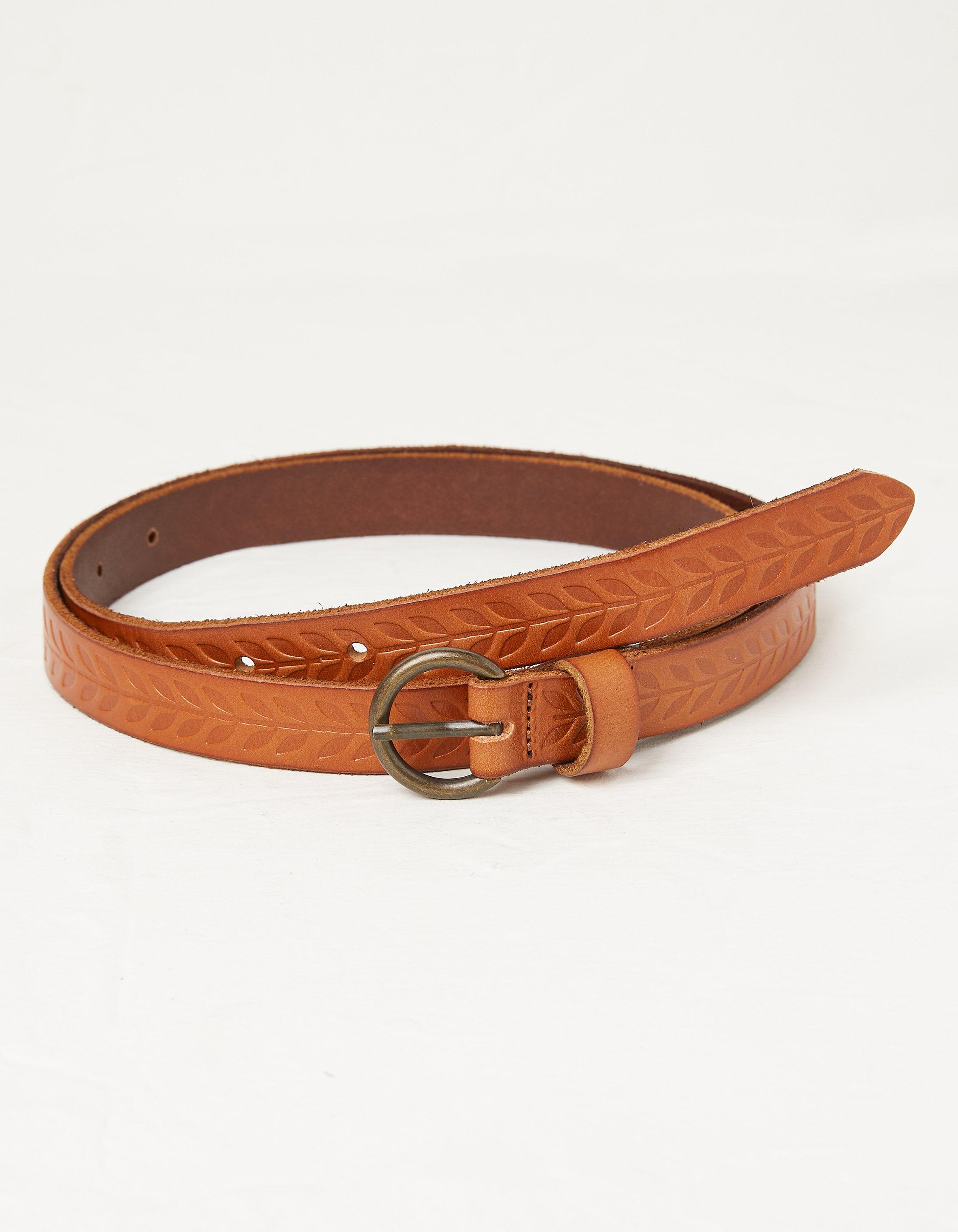 Embossed Leaf Leather Belt
