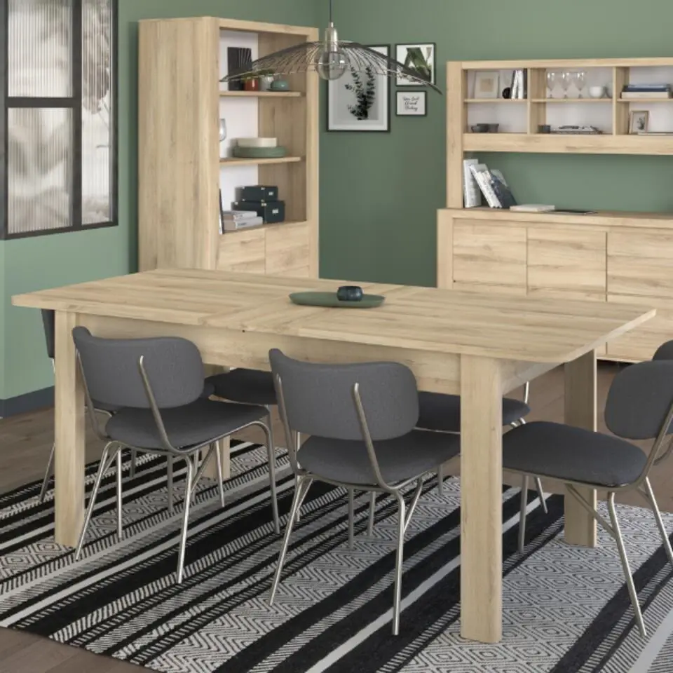 Verlengbare eettafel Portland - 161 x 90 x 78 cm - Oak-design