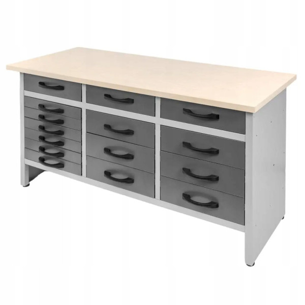 Stół Warsztatowy Garażowy Z 15 Szufladami Mega-M HANDYMAN 160x60x85cm