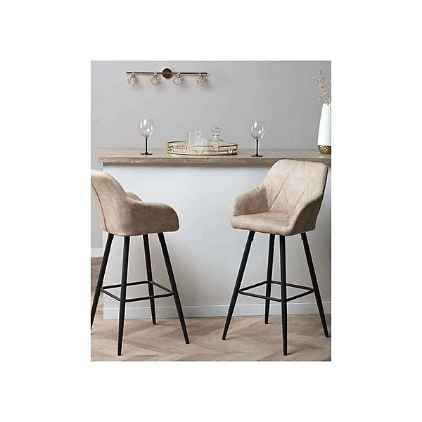 Lot de 2 chaises de bar DARIEN Beige