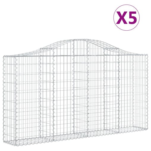 NNEVL Arched Gabion Baskets 5 pcs 200x30x100/120 cm Galvanised Iron