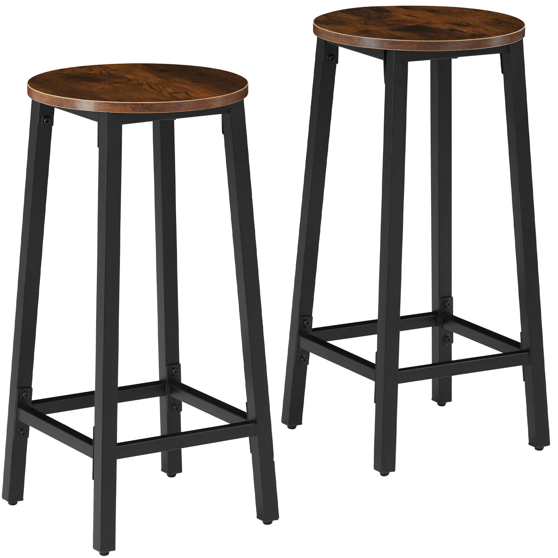 - Lot de 2 tabourets de bar Style industriel Bois foncé industriel,