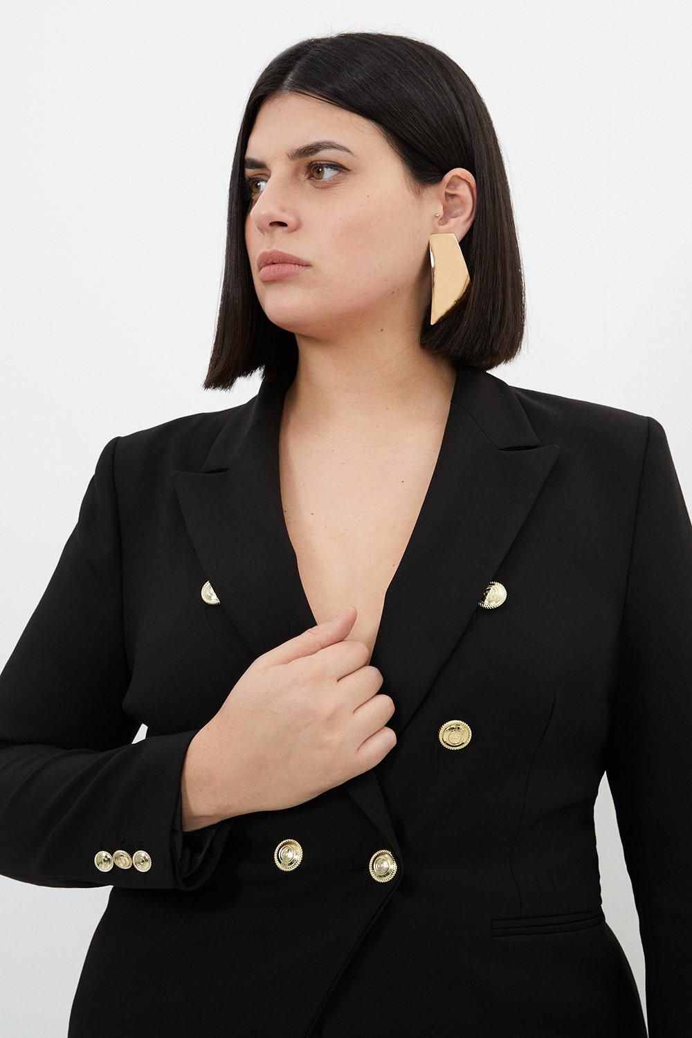 KarenMillen Plus Size Tailored Button Military Blazer