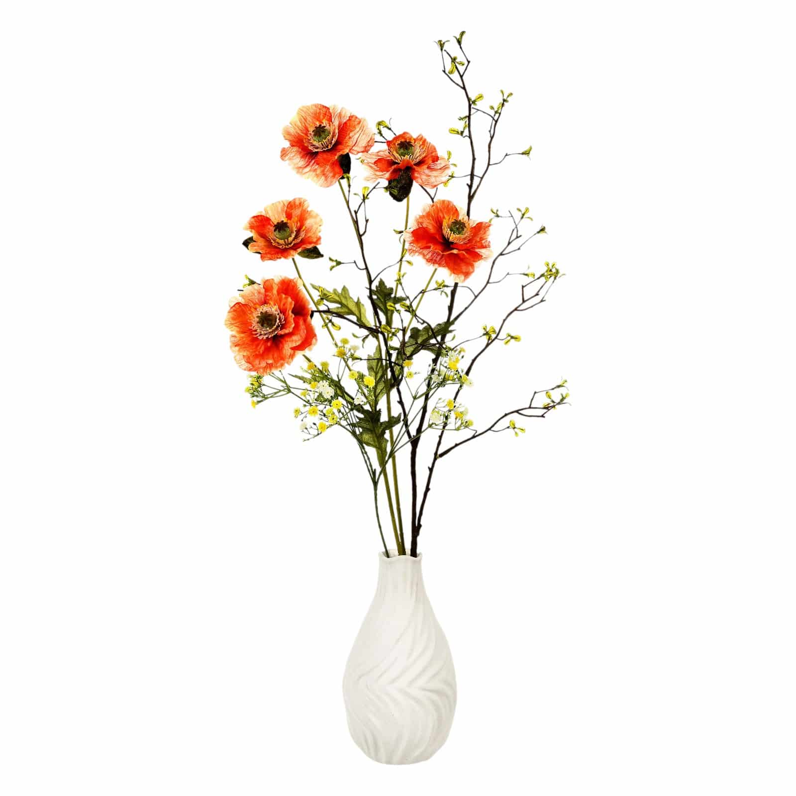 Kunstblumen-Arrangement mit Vase Weiß, 4 -tlg.