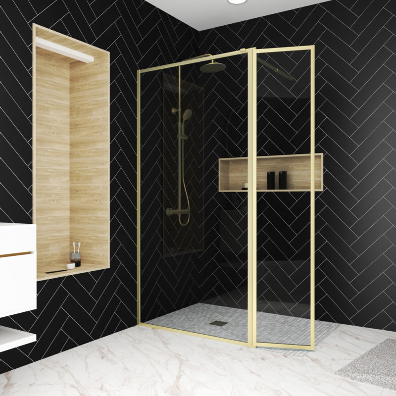 Paroi de douche avec volet Golden Edge 100   40 x 200 cm AURLANE