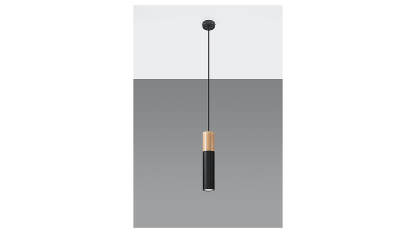 Lampa wisząca Pablodrewniana brązowo-czarna