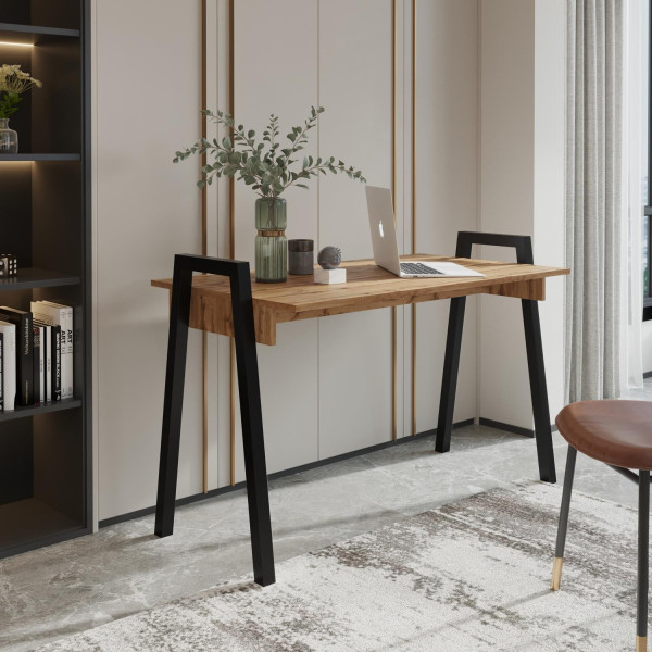 Biurko FRAME - Loftowy Design z Dębowym Blatem i Czarnymi Nogami