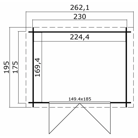 Gartenhaus »Ingo«, BxHxT: 262,1 x 222,3 x 195 cm (Außenmaße inkl. Dachüberstand), Holz